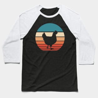 Chicken Retro Sunset Baseball T-Shirt